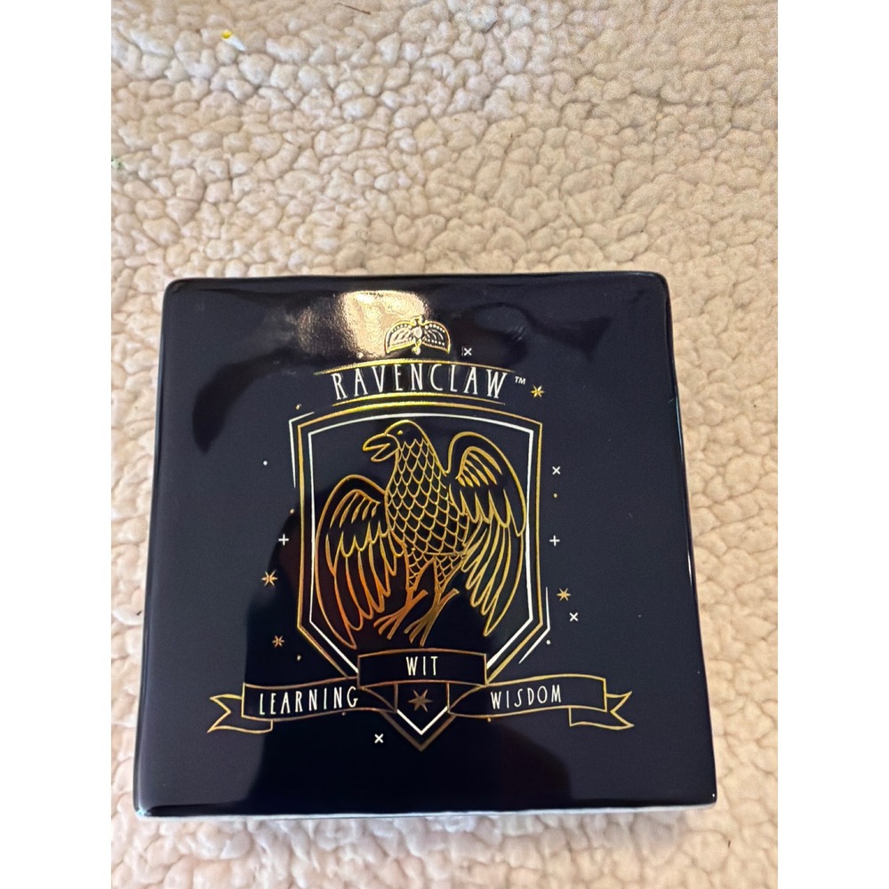 Rae Dunn Harry Potter Ravenclaw Ceramic Tile Coaster Navy Gold Wizarding World